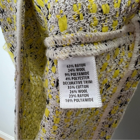 St. John Yellow Tweed Dress Black White Short Sleeve Classic Wool 519 - Picture 5 of 10